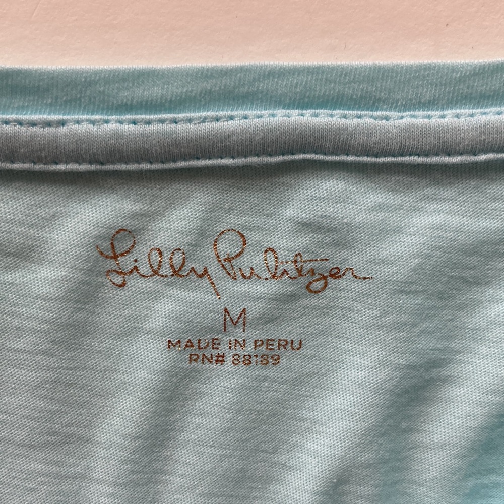 Girls Lilly Pulitzer Mini Finn Top Blue Oasis Tint - Picture 5 of 6